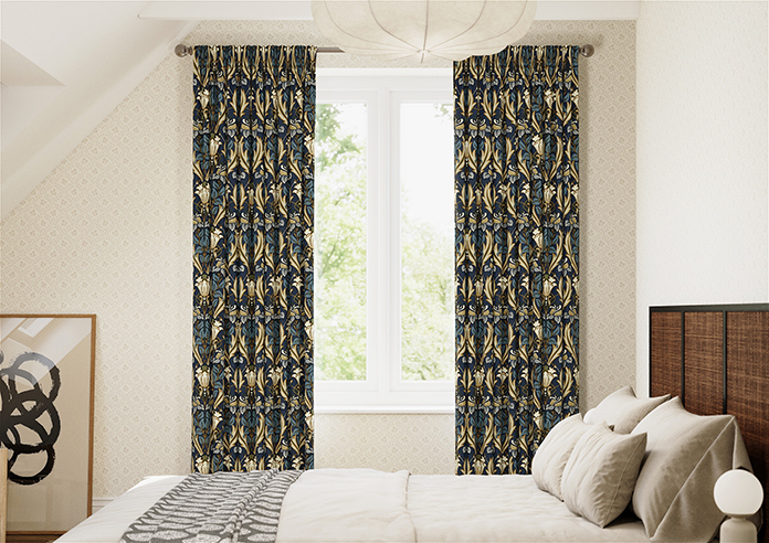Acanthus, Navy - Made to Measure Curtains - Image 3
